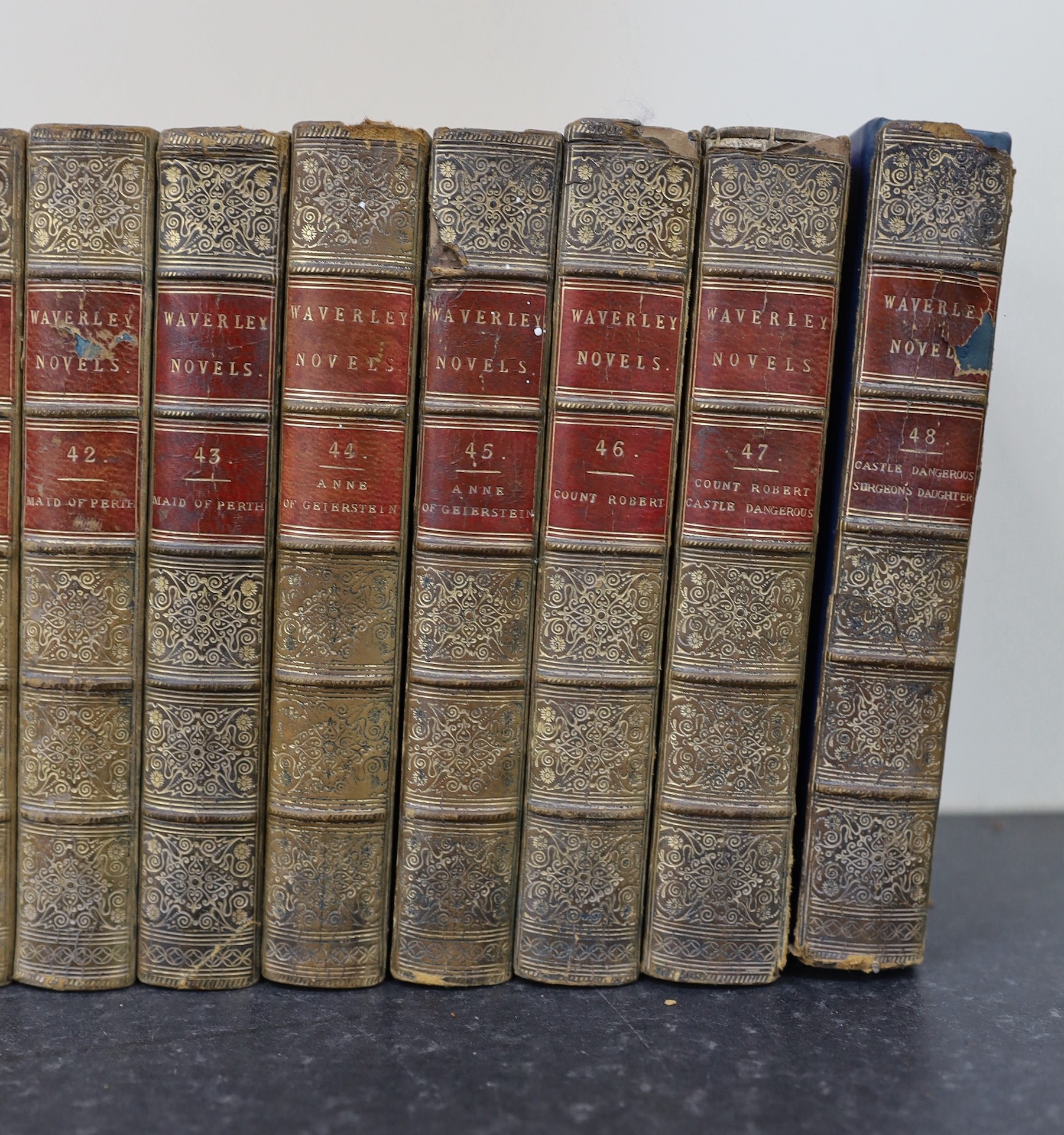 Scott, Sir Walter - The Waverley Novels, 48 vols, 8vo, half calf with marbled boards, A & C. Black, Edinburgh, 1879